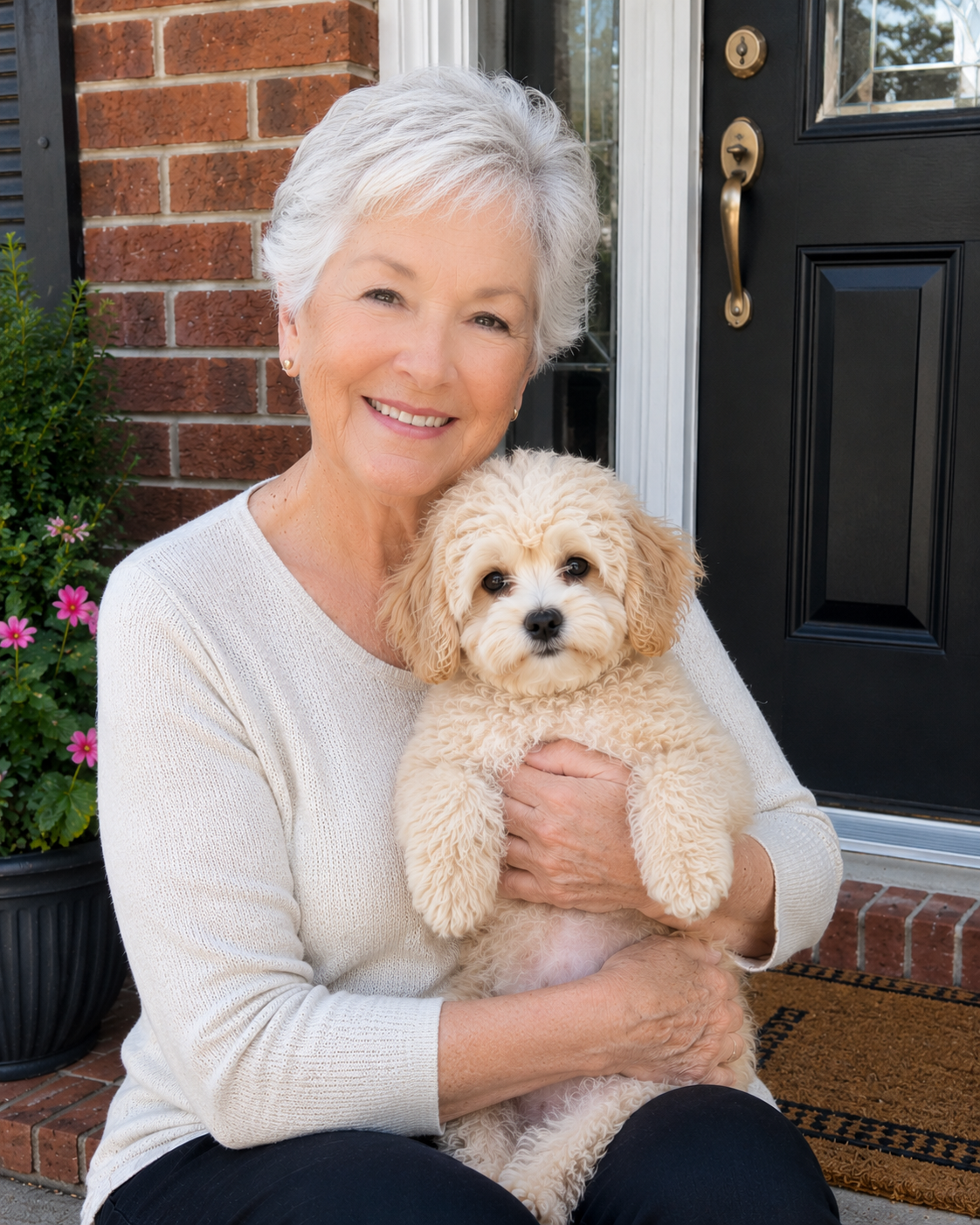 Dana with their Golden Retriever