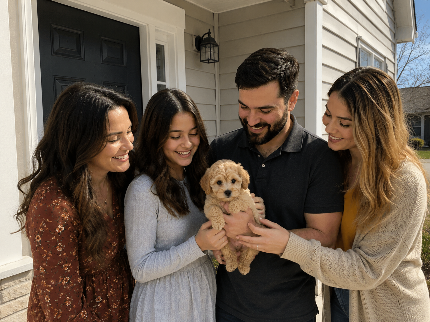 The Josh's family with their Golden Retriever